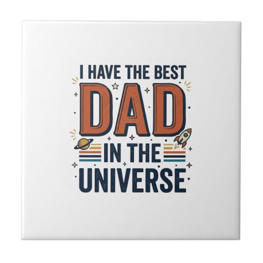 Beste papa in het Universum Ruimte Vector Design_1 Tegeltje (Voorkant)