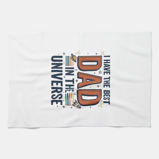 Beste papa in het Universum Ruimte Vector Design_1 Theedoek (Horizontaal)