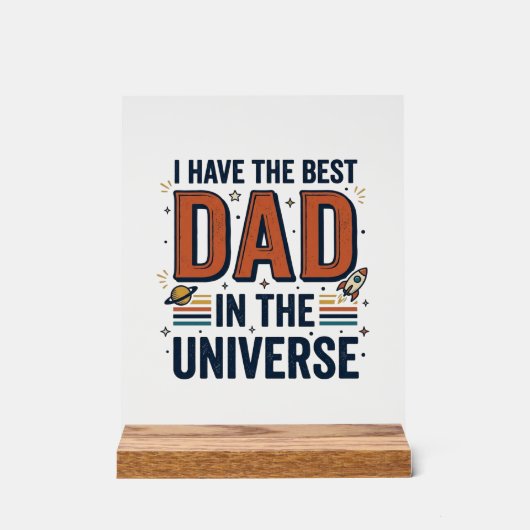 Beste papa in het universum ruimte vector ontwerp_ acryl bord (Voorkant)