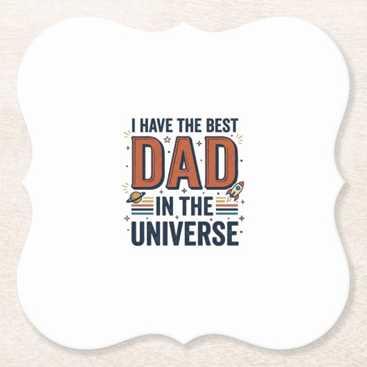 Beste papa in het universum ruimte vector ontwerp_ kartonnen onderzetters (Voorkant)