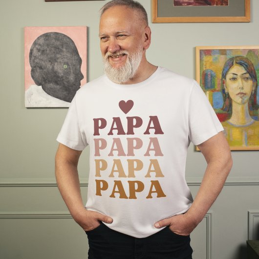 Beste Papa Kleurrijke Retro Bold Papa Vaderdag T-shirt
