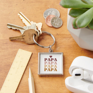 Beste Papa Kleurrijke Retro Bold Vaderdag Sleutelhanger