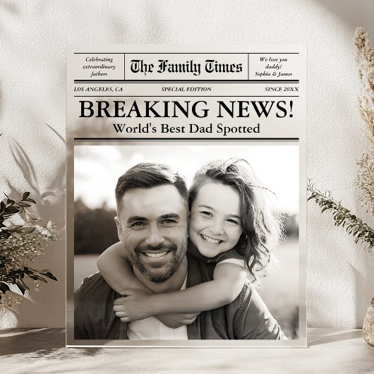 Beste papa krant aangepaste foto acryl bord