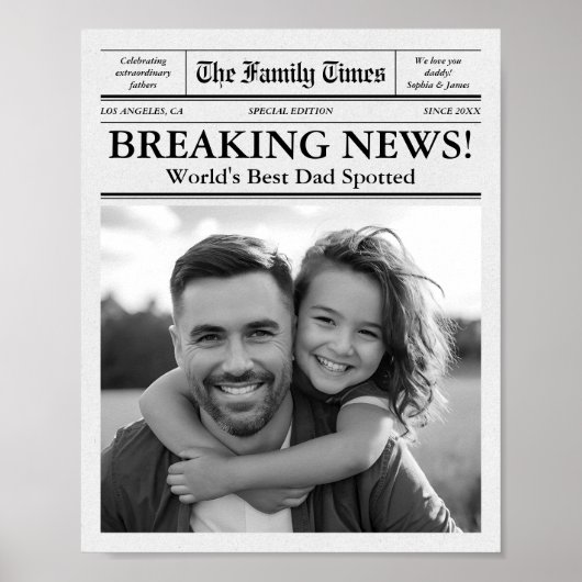Beste papa krant aangepaste foto poster (Voorkant)