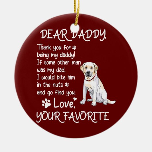 Beste papa Labrador Dog Dad Vaderdag Keramisch Ornament (Voorkant)