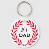 Beste Papa Laurel Krans Custom Foto Rood Sleutelhanger (Voorkant)