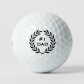 Beste Papa Laurel Krans Custom Foto Zwart Set Golfballen (Voorkant)
