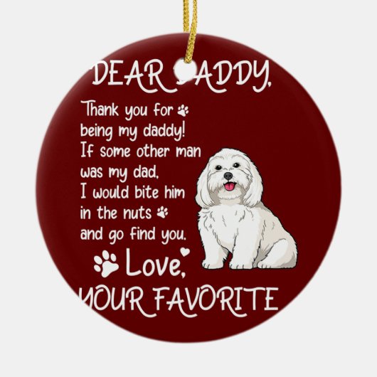 Beste papa Maltese hond Vaderdag Keramisch Ornament (Voorkant)