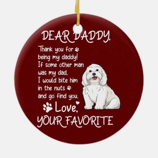 Beste papa Maltese hond Vaderdag Keramisch Ornament (Achterkant)