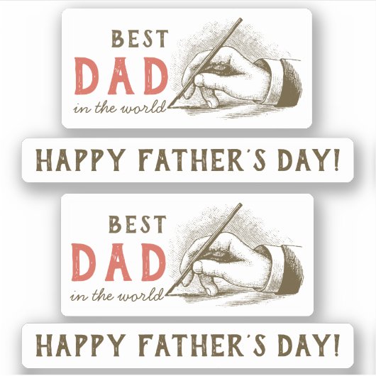 Beste Papa Mannelijke hand met een vulpen  Sticker (Voorkant)