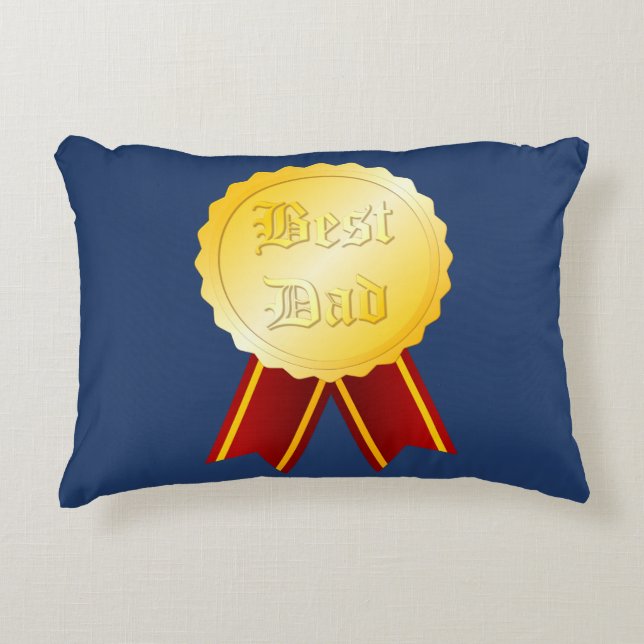 Beste Papa Medaille Lint Vaderdag Accent Kussen (Voorkant)
