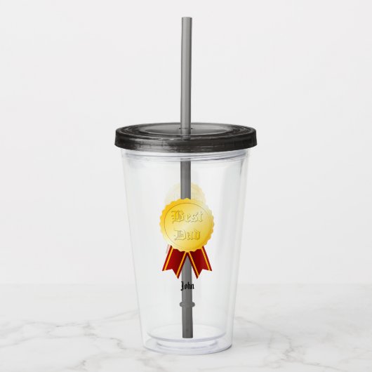 Beste Papa Medaille Lint Vaderdag Acryl Drinkbeker (Voorkant)
