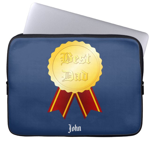 Beste Papa Medaille Lint Vaderdag Laptop Sleeve (Voorkant)