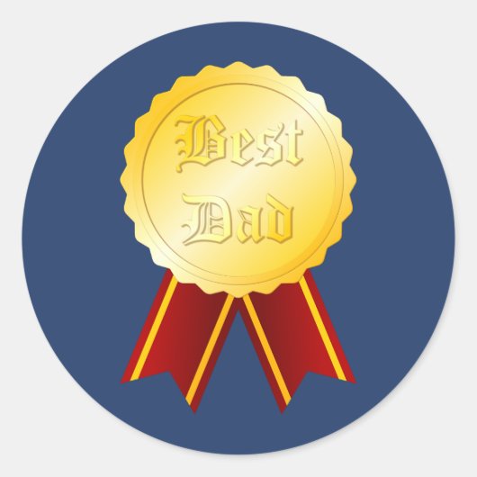 Beste papa medaille lint Vaderdag Ronde Sticker (Voorkant)