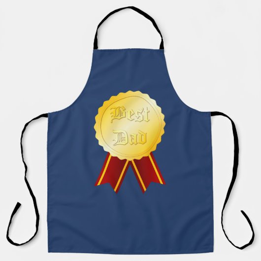 Beste Papa Medaille Lint Vaderdag Schort (Voorkant)