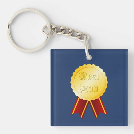 Beste Papa Medaille Lint Vaderdag Sleutelhanger (Voorkant)