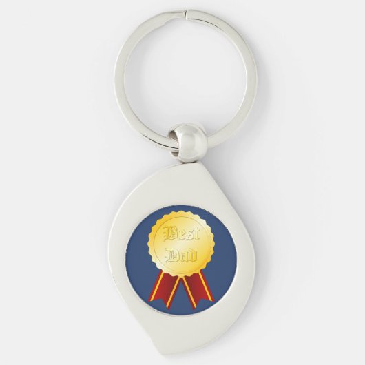 Beste Papa Medaille Lint Vaderdag Sleutelhanger (Voorkant)