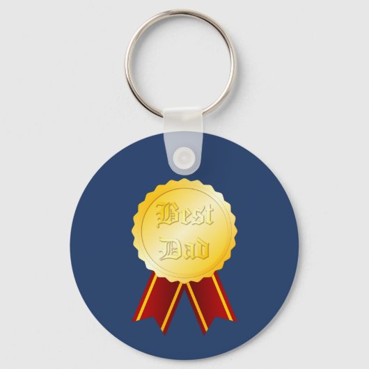 Beste Papa Medaille Lint Vaderdag Sleutelhanger (Voorkant)