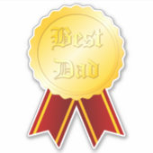 Beste papa medaille lint Vaderdag Sticker (Voorkant)