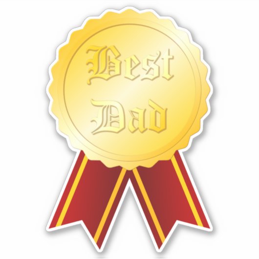 Beste papa medaille lint Vaderdag Sticker (Voorkant)