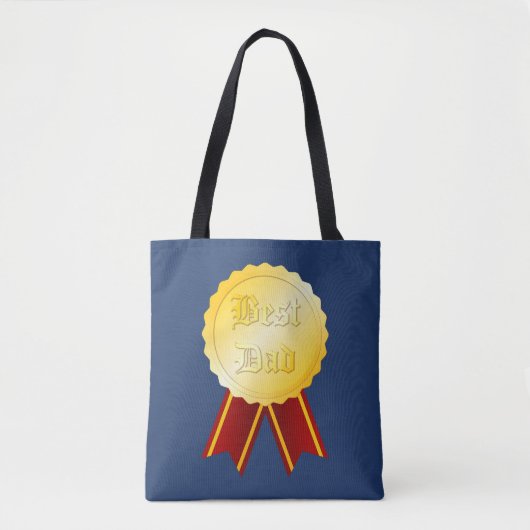 Beste Papa Medaille Lint Vaderdag Tote Bag (Voorkant)