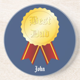 Beste Papa Medaille Lint Vaderdag Zandsteen Onderzetter