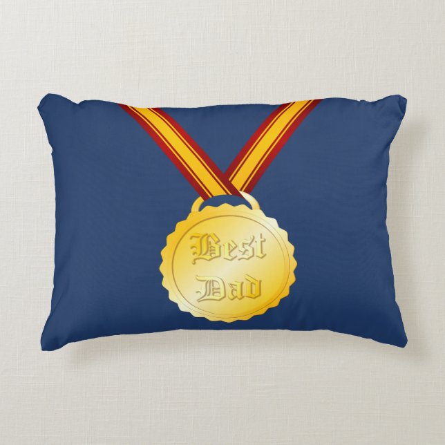 Beste Papa Medaille Vaderdag Accent Kussen (Voorkant)
