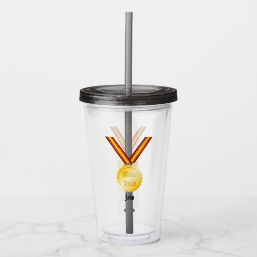 Beste Papa Medaille Vaderdag Acryl Drinkbeker (Voorkant)