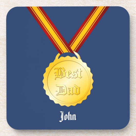 Beste Papa Medaille Vaderdag Bier Onderzetter (Voorkant)