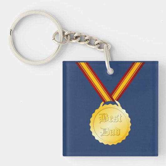Beste Papa Medaille Vaderdag Sleutelhanger (Voorkant)