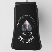 Beste papa met aangepaste kinderfoto zwart golfheadcover (Draai 90)