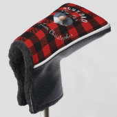 Beste papa met eigen kind foto rode Buffalo geruit Golfheadcover (3/4 voorkant)