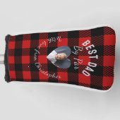 Beste papa met eigen kind foto rode Buffalo geruit Golfheadcover (Voorkant)