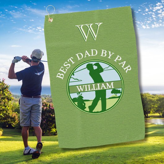 BESTE PAPA MET NAAM OP MAAT GEMONOGRAFEERD GOLFHANDDOEK