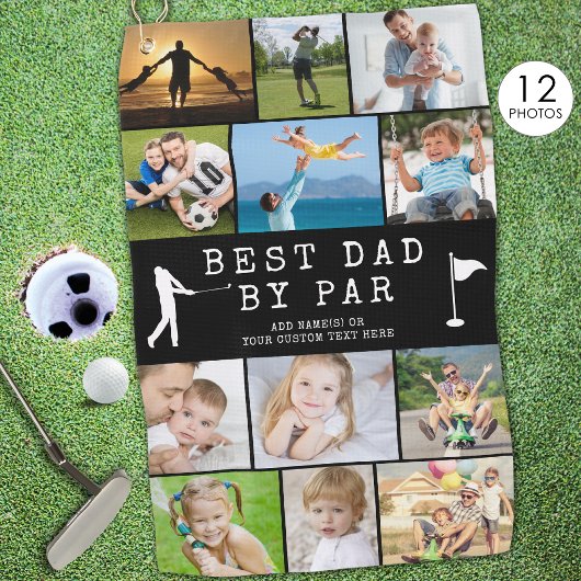 BESTE PAPA MET PAR 12 Foto Collage Persoonlijk Golfhanddoek