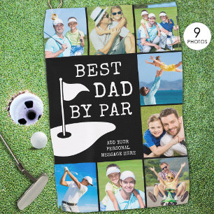 BESTE PAPA MET PAR 8 Foto Collage Persoonlijke Gol Golfhanddoek