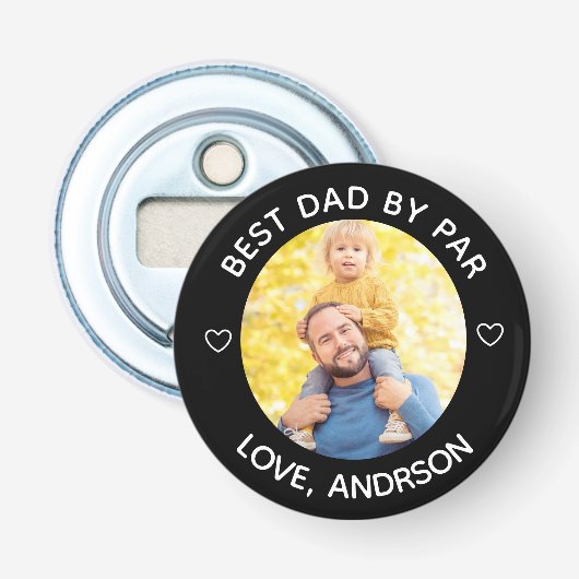 Beste papa met par aangepaste naam foto Vaderdag  Button Flesopener (Voorkant)