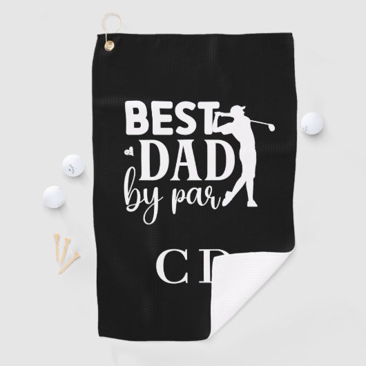 Beste papa met par monogram initialen zwart wit golfhanddoek (Insitu)