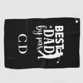 Beste papa met par monogram initialen zwart wit golfhanddoek (Horizontaal)