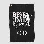 Beste papa met par monogram initialen zwart wit golfhanddoek (Voorkant)