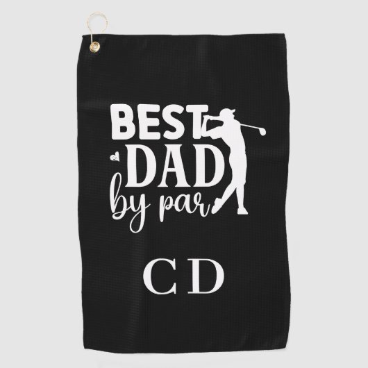 Beste papa met par monogram initialen zwart wit golfhanddoek (Voorkant)