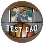 Beste Papa Metallic Sinaasappel Vader Foto Basketbal (Voorkant)