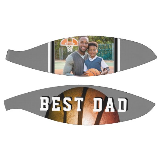 Beste Papa Metallic Sinaasappel Vader Foto Basketbal (Panelen)