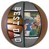 Beste Papa Metallic Sinaasappel Vader Foto Basketbal (Verticaal)