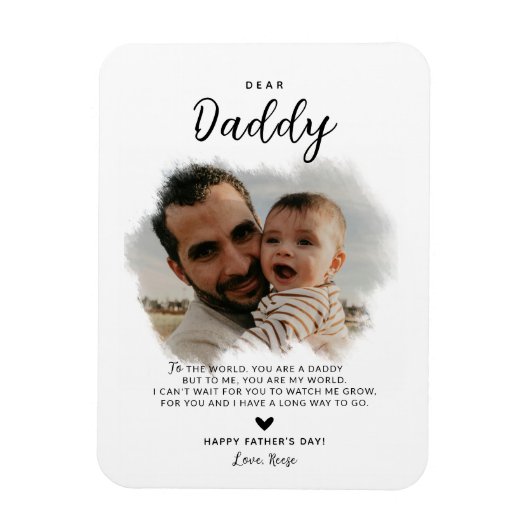 Beste Papa | Modern Foto Hart Vaderdag Magneet (Verticaal)