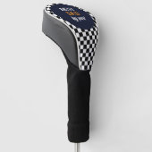 Beste Papa Modern Zwart en Wit Geruit Golfheadcover (Schuin)