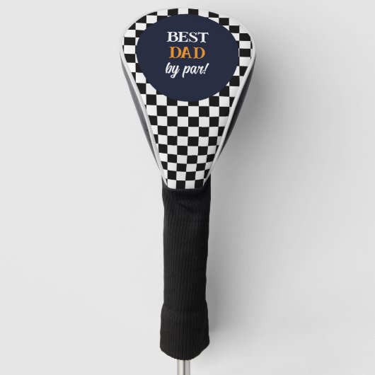 Beste Papa Modern Zwart en Wit Geruit Golfheadcover (Voorkant)