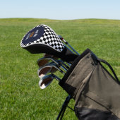 Beste Papa Modern Zwart en Wit Geruit Golfheadcover (Insitu)