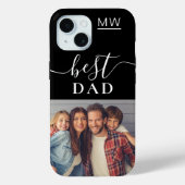 Beste papa Monogram Modern Schrift Foto Zwart Case-Mate iPhone Case (Achterkant)