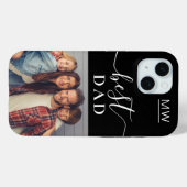 Beste papa Monogram Modern Schrift Foto Zwart Case-Mate iPhone Case (Achterkant (horizontaal))